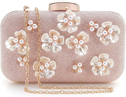 INOVERA (LABEL) Women’s Glitter Floral Rhinestone Beaded Evening Party Clutch Wedding Bag Wallet