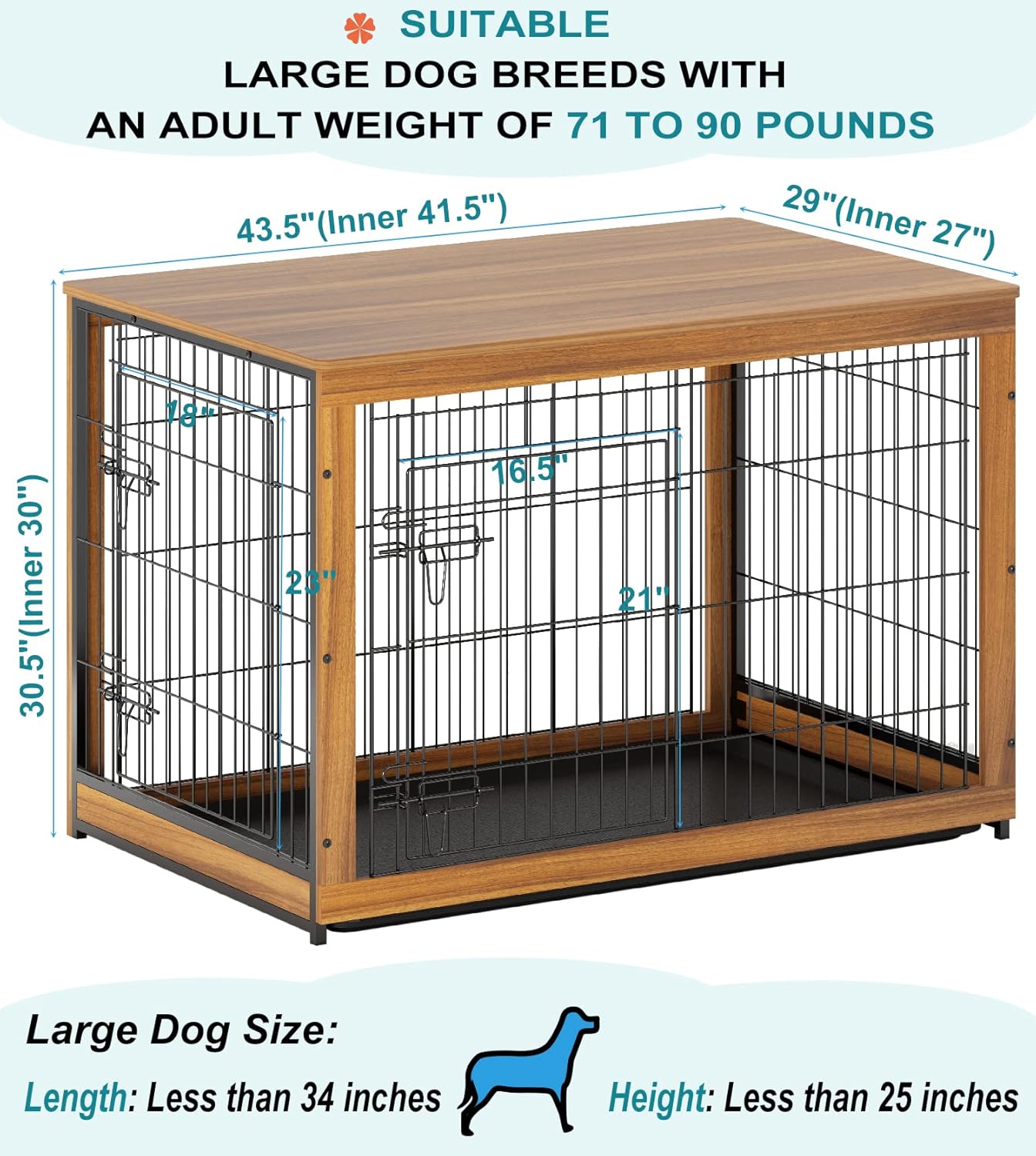 Buy Piskyet Wooden Dog Crate Furniture, Dog Crate End Table with Slide