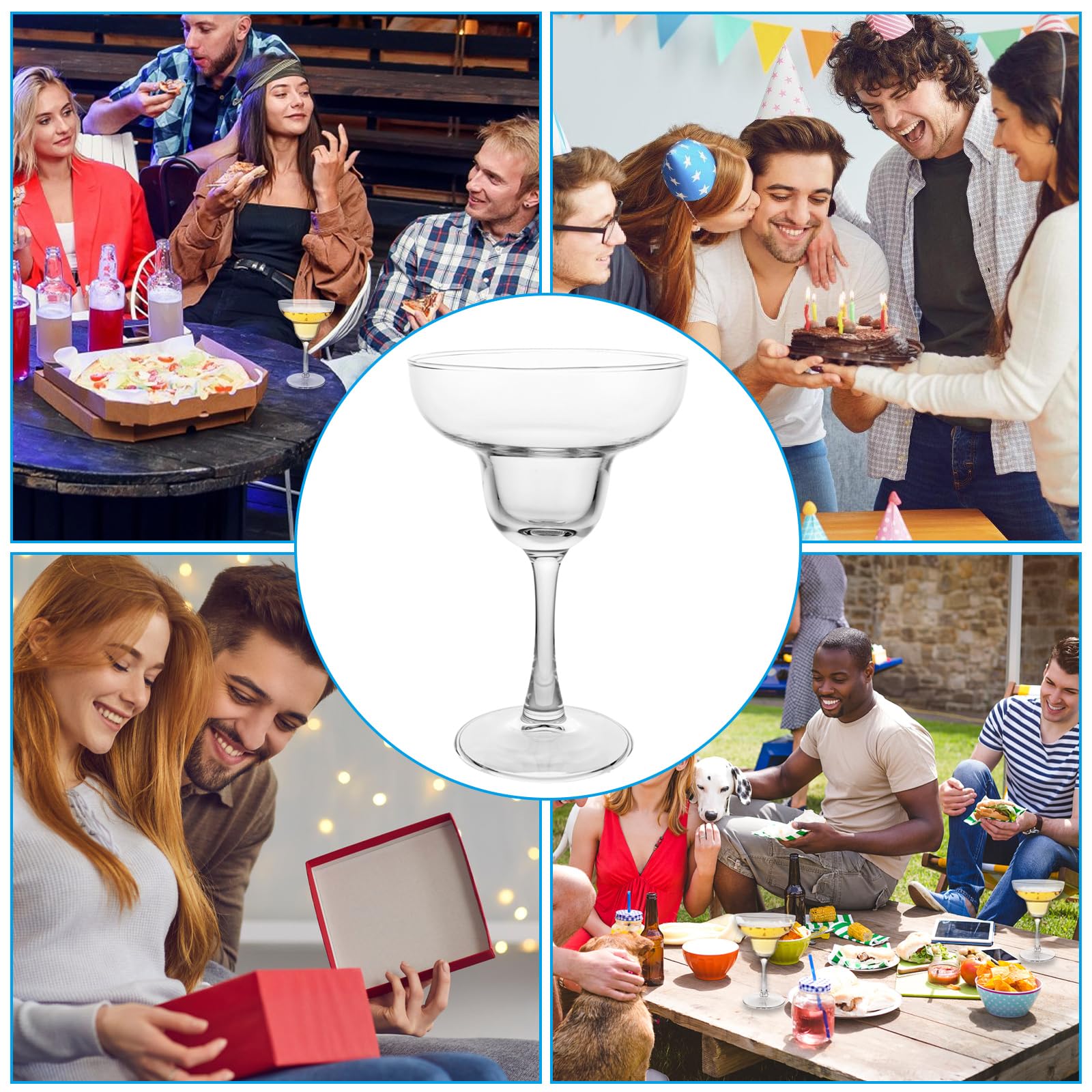 Set di 6 bicchieri Margarita da 270 ml, bicchieri da cocktail classici Martini, trasparenti, in cristallo, per la casa, i ristoranti e le feste