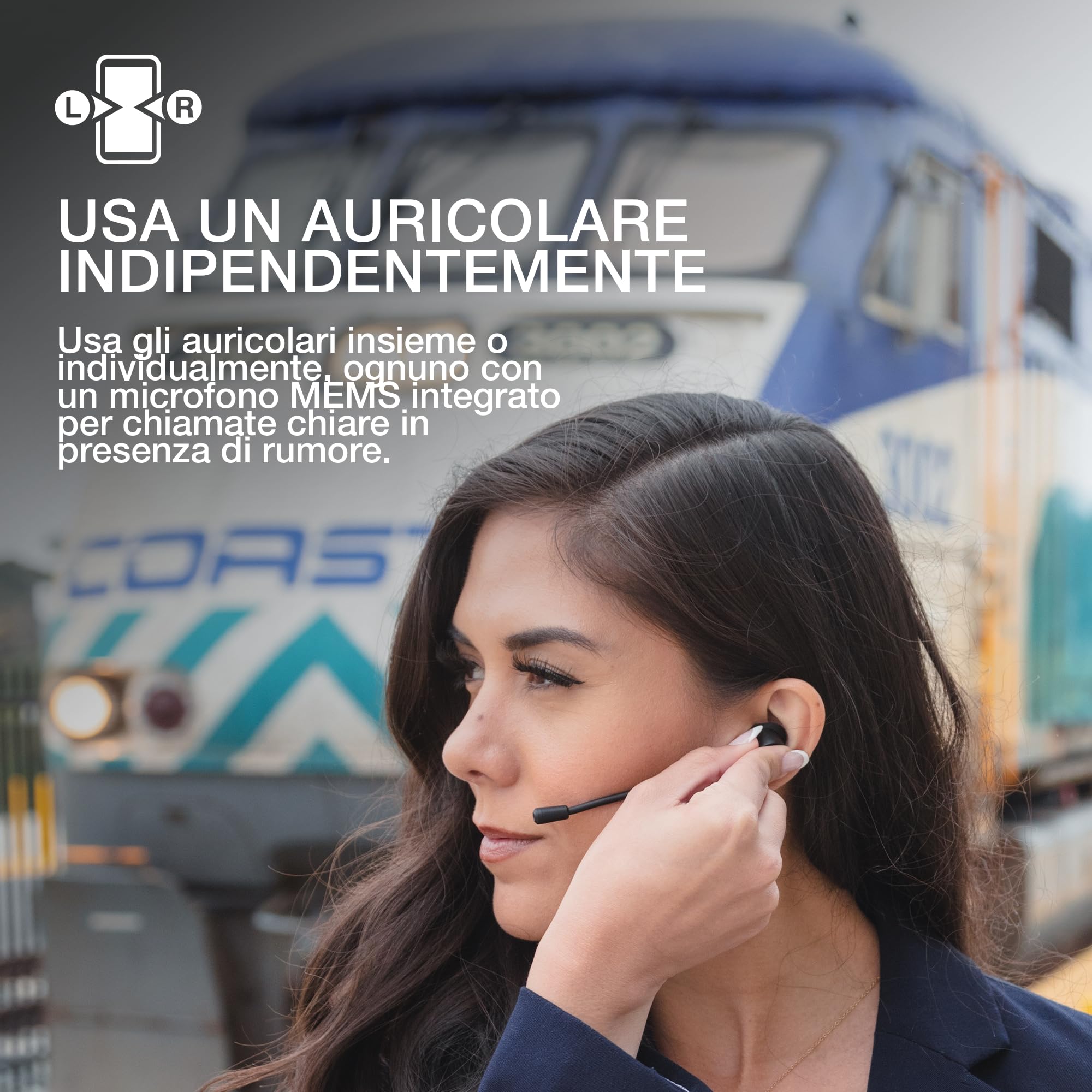 JLab Work Buds Cuffie Bluetooth, Auricolari Bluetooth, Cuffiette Piccole In Ear con Microfono, 55H+ Cuffie Senza Fili, Connessione simultanea a Computer e Telefono Cellulare