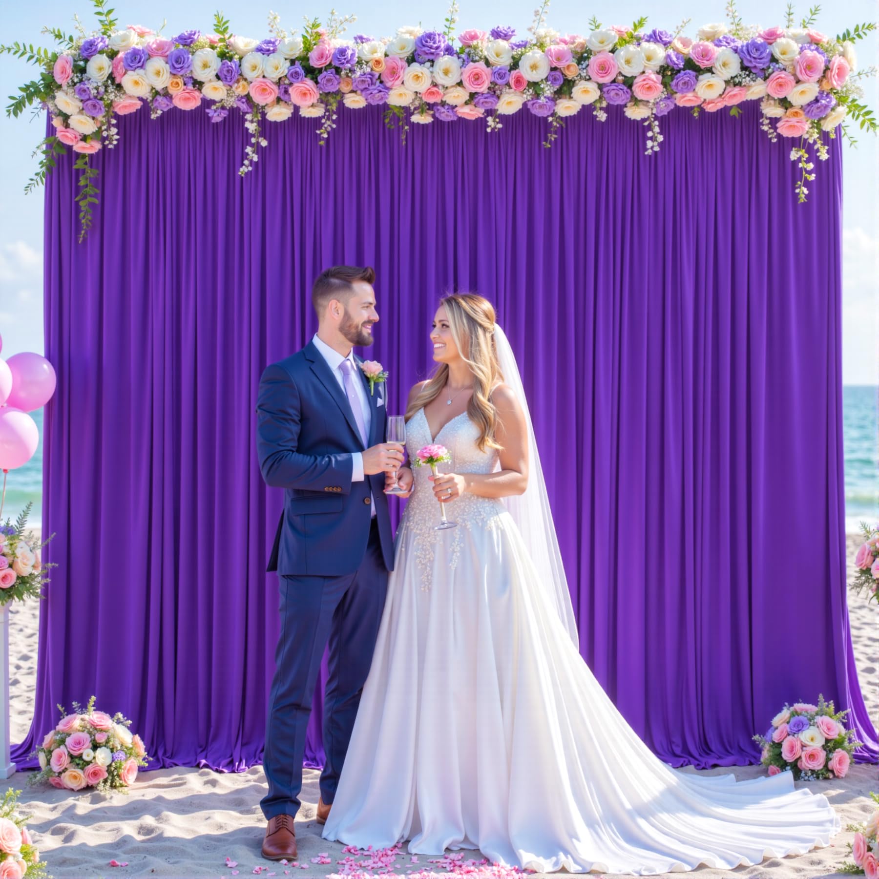 Purple Backdrop Curtain for Parties Wedding Wrinkle Free Purple Photo Curtains Backdrop Drapes Fabric Decoration for Birthday Party Photography 5ft x