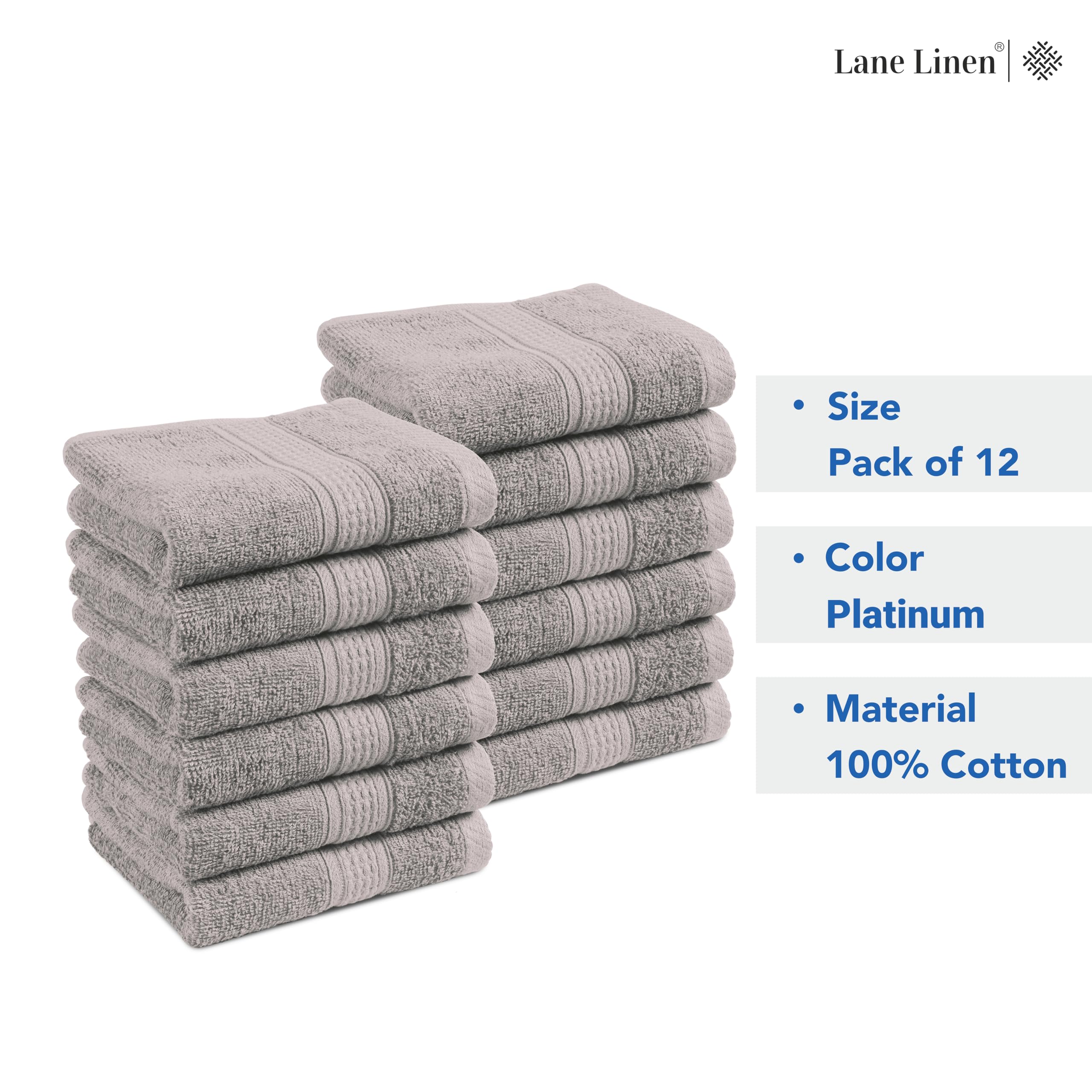 Lane Linen Bathroom Towels Sets - 24 PCs - 100% Durable Cotton Towels - Absorbent & Quick Drying - 4 Bath, 4 Fingertip, 6 Hand Towel, 8 Washcloth, 2 Bath Sheet - Housewarming Essentials - Black Towels