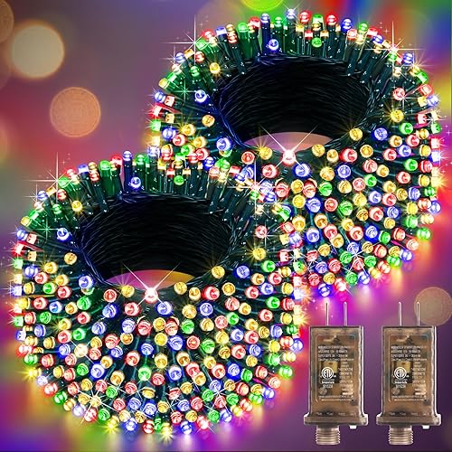 Miniatura 14 de Hezbjiti - Guirnalda de luces de Navidad de 1000 LED de 403 pies para exteriores, 8 modos de iluminación, luces de hadas impermeables IP44 con