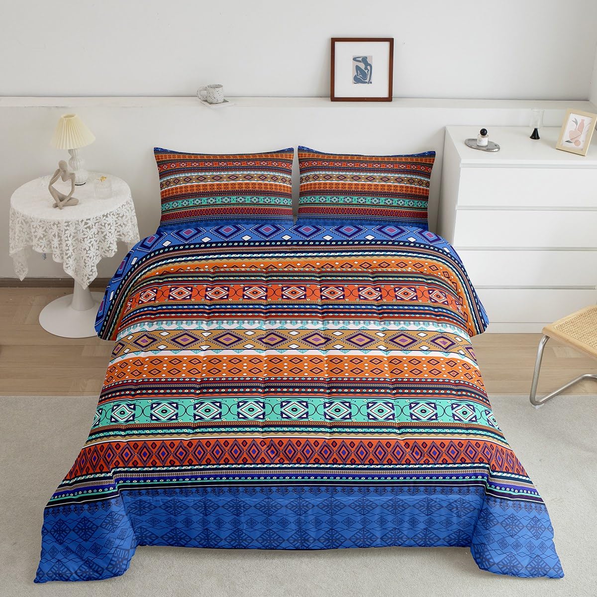 Litanika Set di biancheria da letto per letto king size, con copriletto