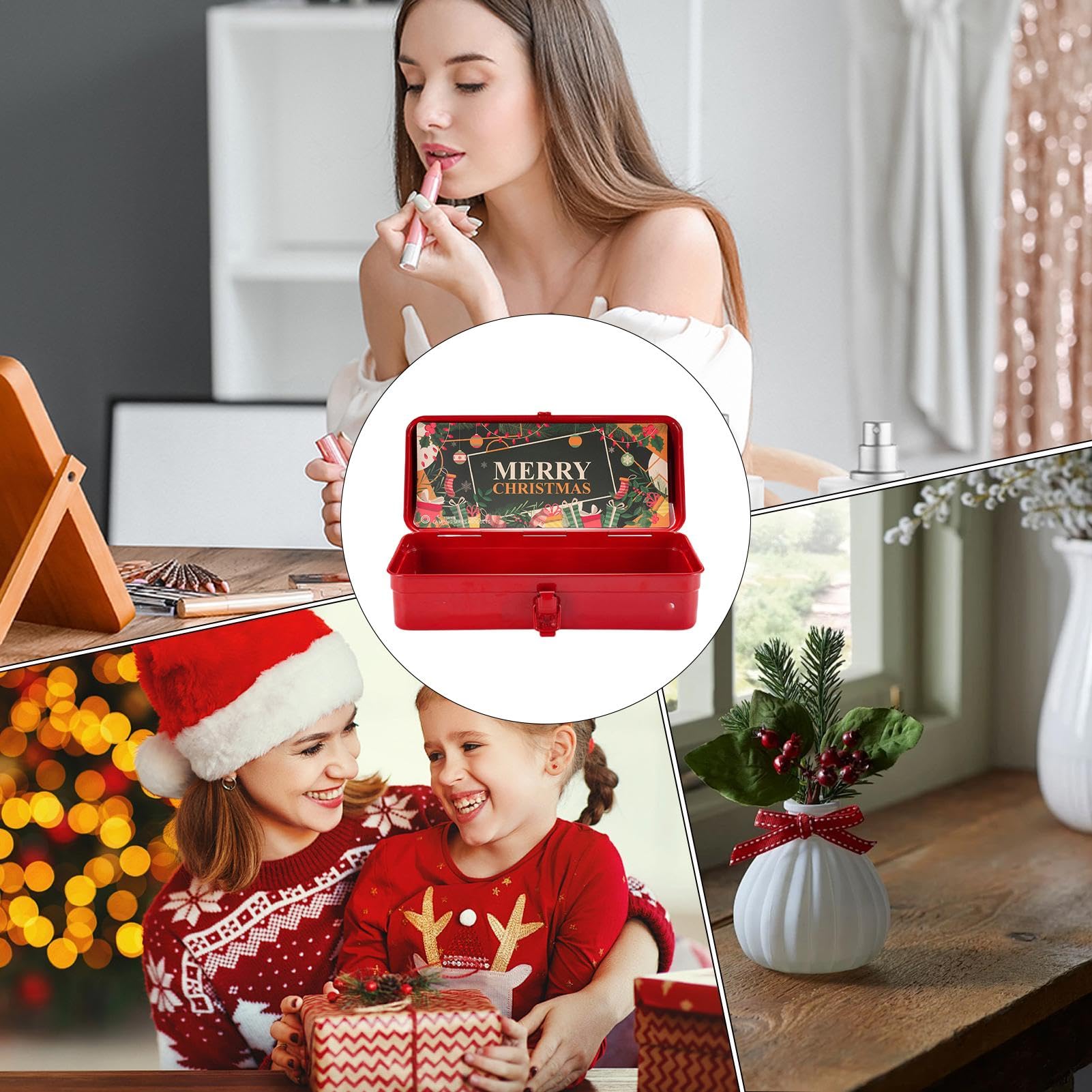 Boîtes de Noël en métal, boîtes de rangement carrées en métal, boîte de rangement en métal, boîte de rangement pour parfum, bougies parfumées, boîte de rangement pour, boîte de rangement pour
