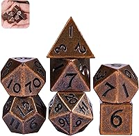 Vista 1 de UDIXI - Juego de dados de 12mm Mini DND, juego de 7 dados de metal poliédricos D&D para juegos de rol (Cobre)