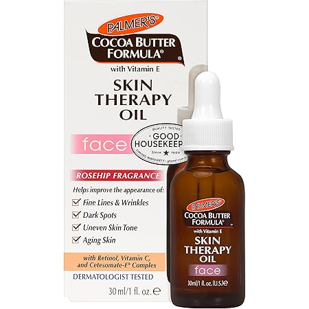 Palmer's Cocoa Butter Formula Moisturizing Skin Therapy Oil for Face with Vitamin E Rosehip Fragrance Rose, 1 Fl Oz