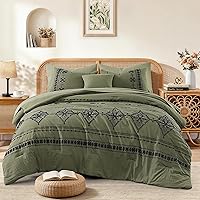 Vista 24 de MaiRêve - Juego de edredón de tamaño completo con bordado, juego de ropa de cama estilo granja occidental boho de 7 piezas, juego de edredón