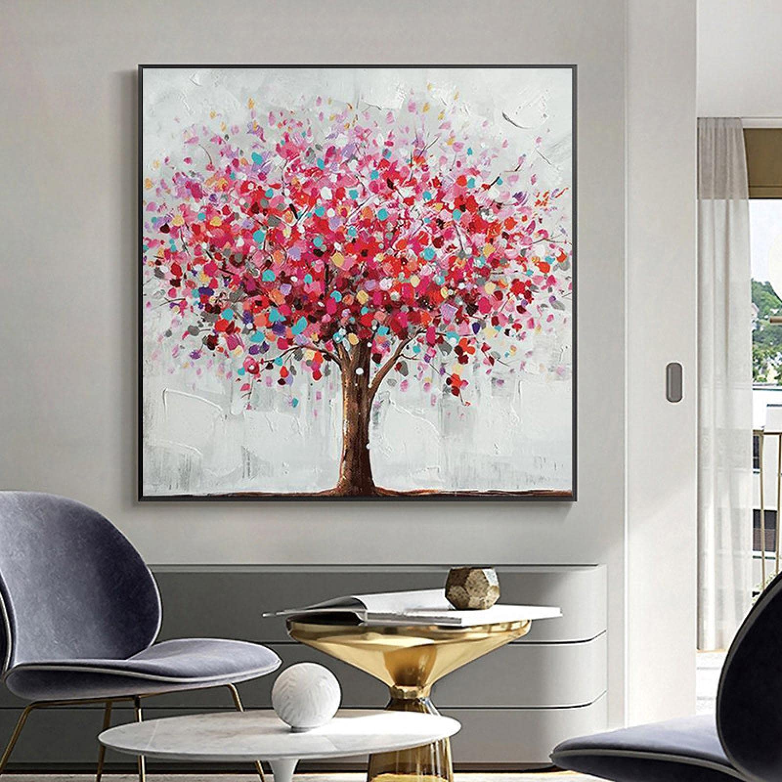 Peinture sur toile arbre abstrait pour apporter de la joie et de la couleur chez vous