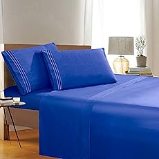 Elegant Comfort Best, Softest, Coziest 6-Piece Sheet Sets! - 1500 Premier Hotel Quality Luxurious Wrinkle Resistant 6-Piece Damask Stripe Bed Sheet Set, Full Navy Blue