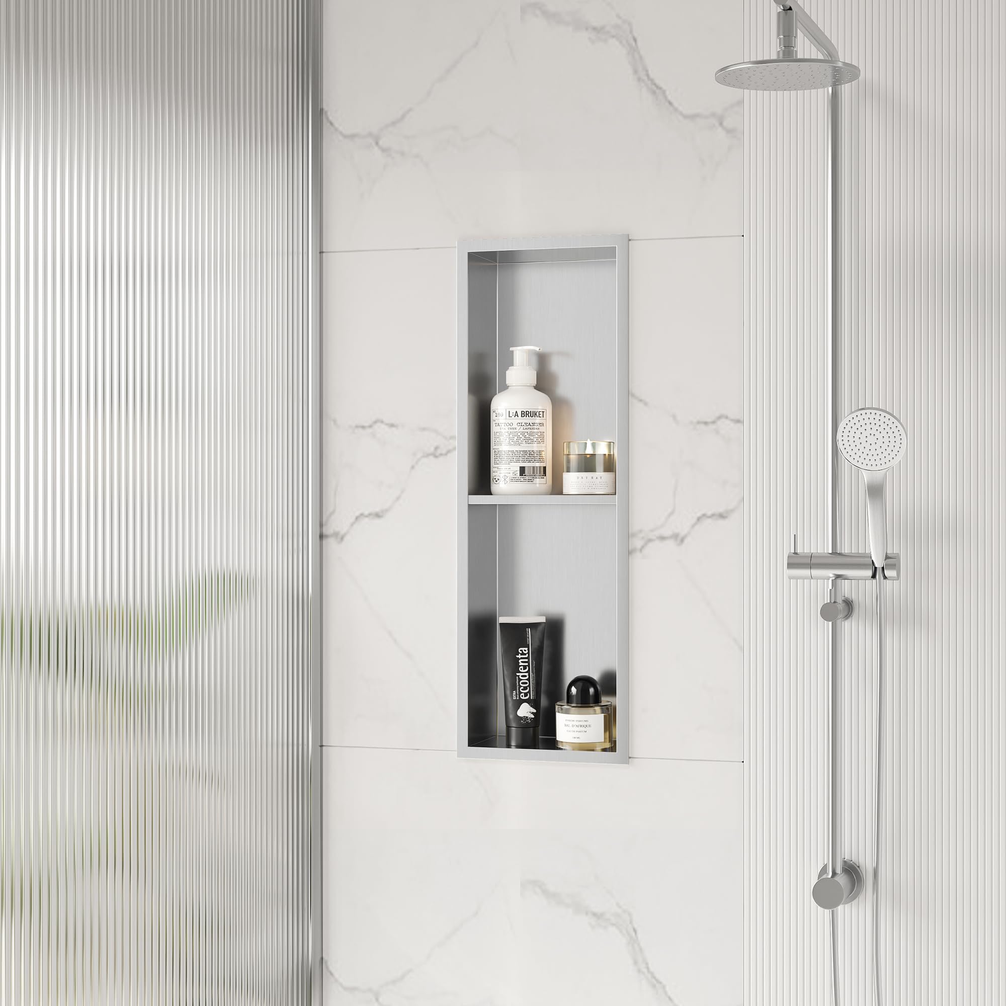 Neohomee Shower Niche 304 Stainless Steel Wall Niche 60 x 20 cm