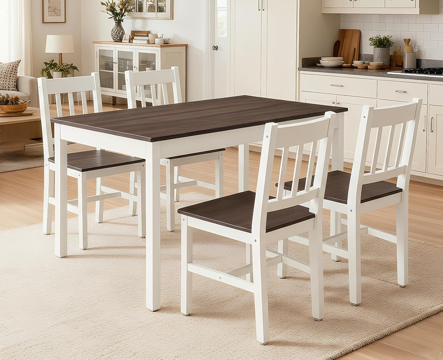 chairus 5-Piece Solid Wood Dining Table Set, 42.5″ Kitchen