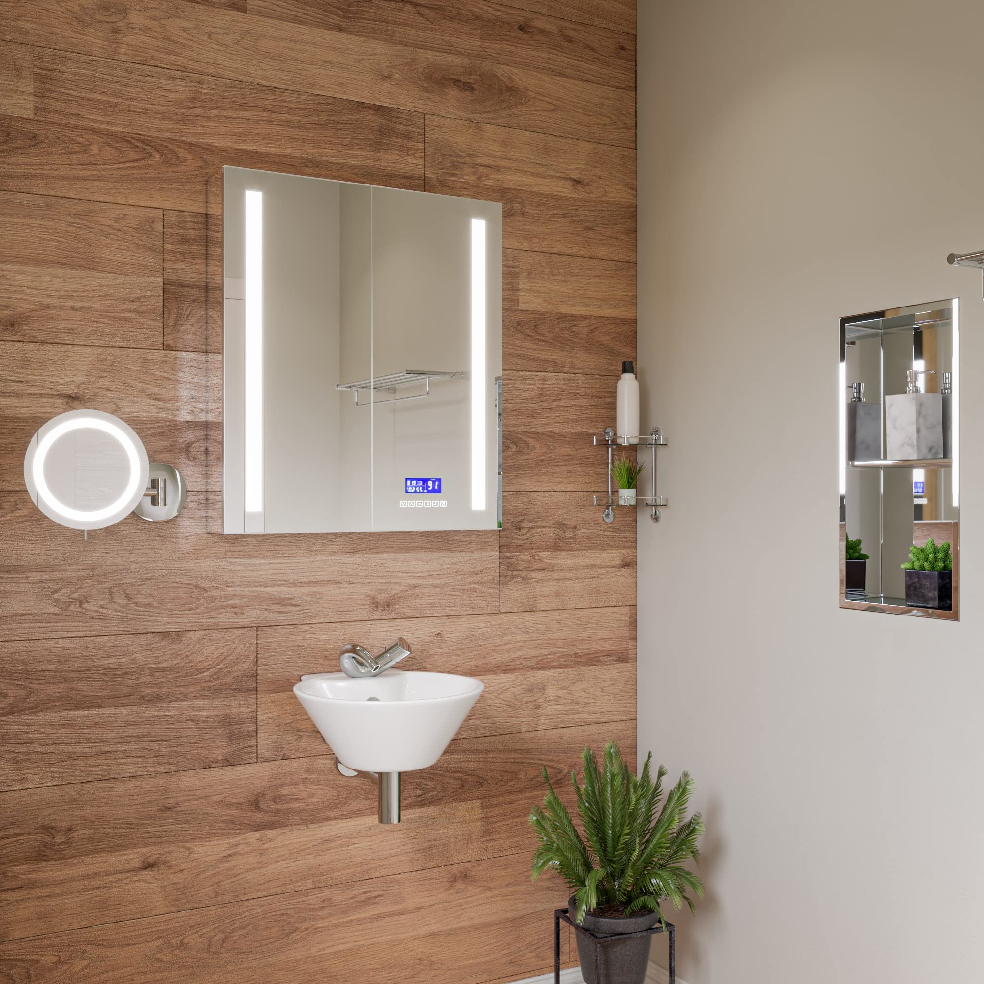 HUOLE Etagères De Douche Double Murale En Aluminium - Noir 30 X 13 X 5