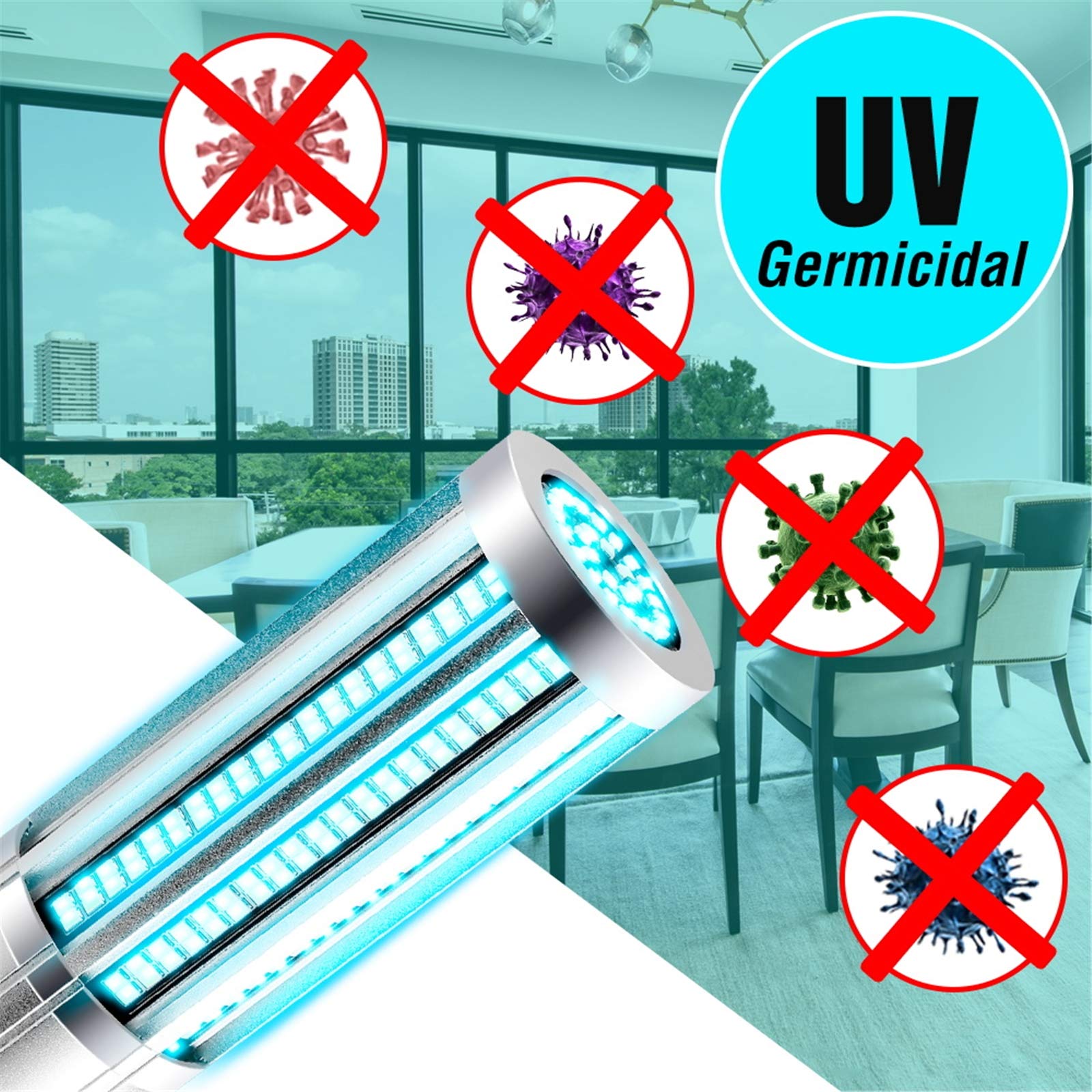 60W UV germicida della lampada, UVC ozono Sterilizzazione Lampadina, E27 LED Disinfettare Ultraviolet Remote Timing controllo antibatterico Lampade,Bulb