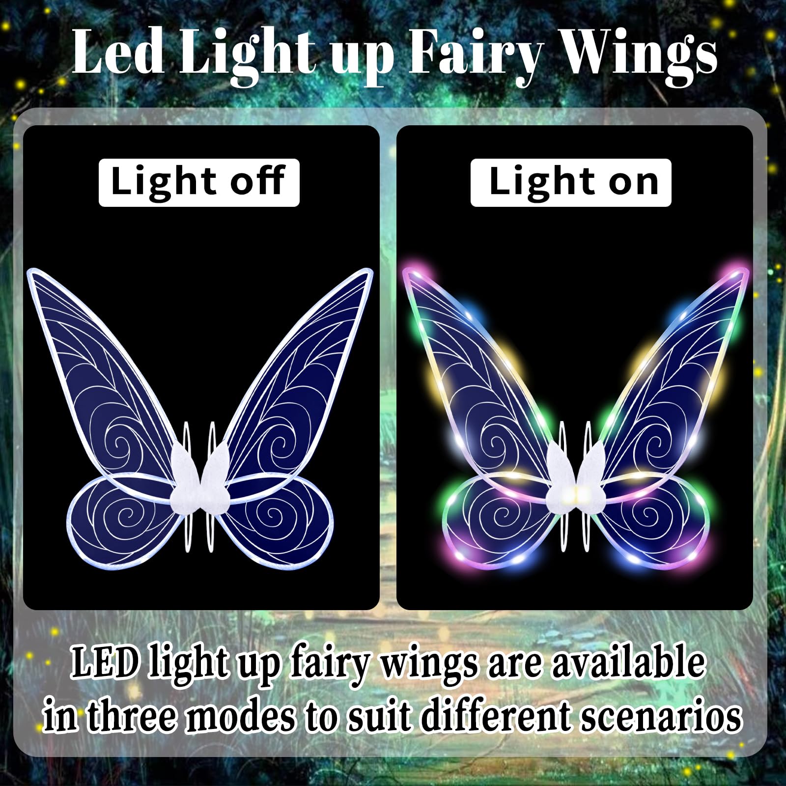 Ailes de Fée Lumineuses, Ailes de Fée pour Femmes Adultes, Enfants, Filles avec LED, Ailes de Fée Clochette, Costume de Fée avec Ailes de Papillon Éclairées pour Halloween, Cosplay, Thème de