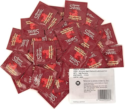 Miniatura 3 de Lubricante natural a base de agua Kimono Swirl I con aloe orgánico y botánicos naturales I Made in USA I Paquetes de 0.1 fl oz (bolsa de 144