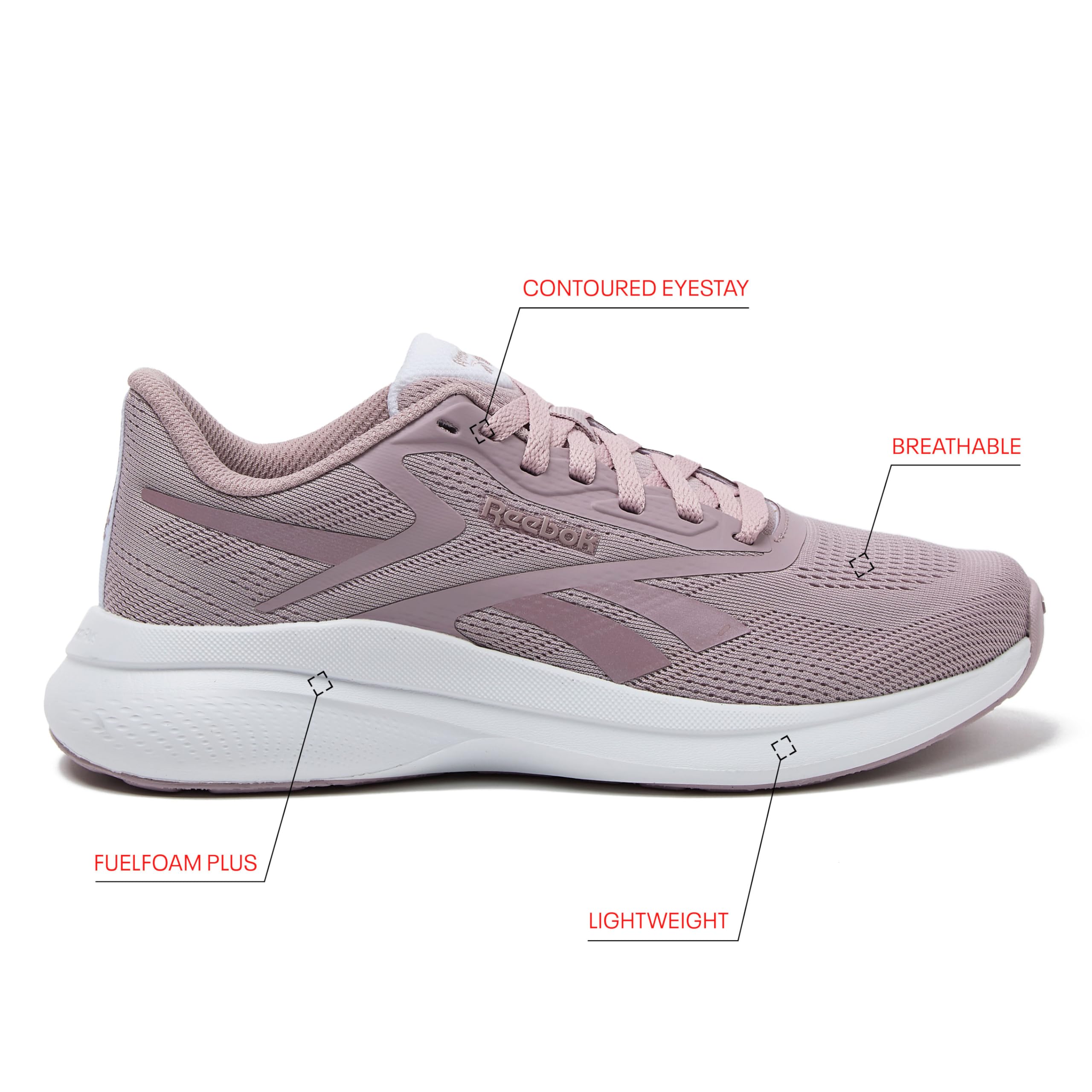 Reebok Energen Run 4 - Tenis Deportivos Ligeros para Mujer, Talla 5 a 12, Malva Apagado/Blanco, 9