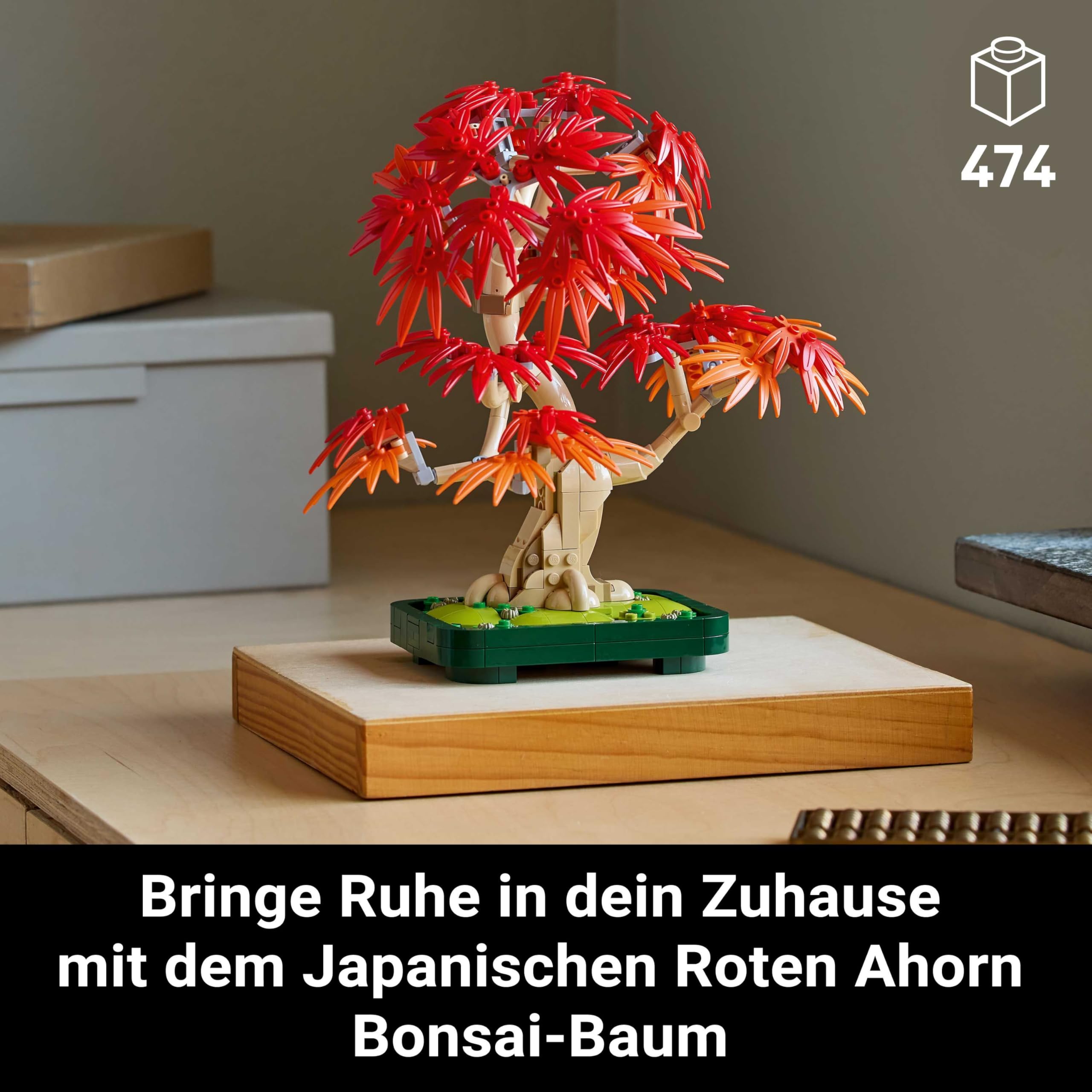 LEGO Botanicals Japanischer Roter Ahorn - Bonsai-Baum - Kunstpflanzen Set mit roten und orangefarbenen Blättern sowie einem baubaren Blumentopf - Kunstblumen DIY Deko Geschenk für Erwachsene - 10348