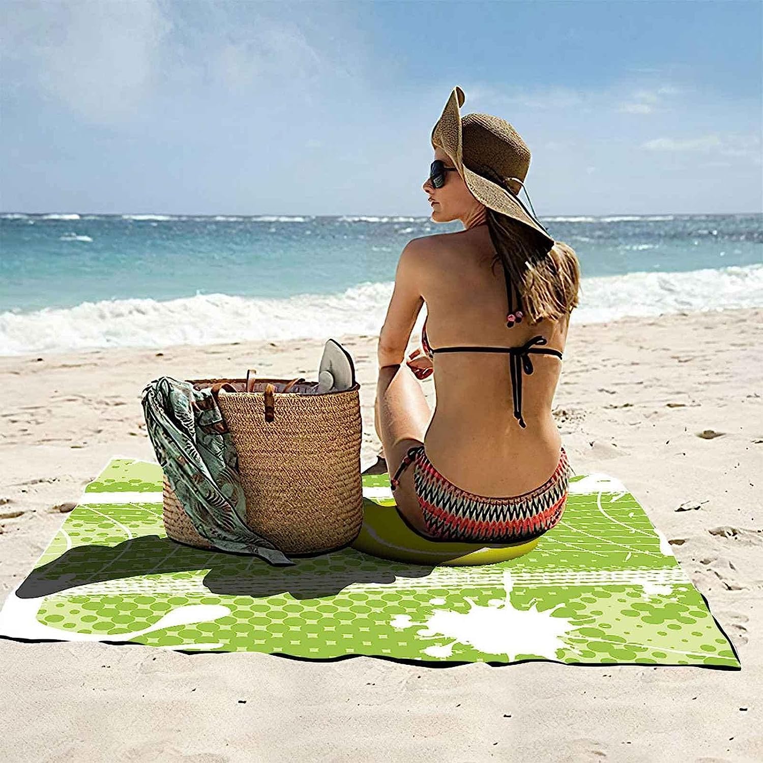 Telo Antisabbia Mare Coperta Da Spiaggia,Telo Mare Microfibra,Perfetto Per Lo Sport, Viaggi, Campeggio, Palestra, Piscina.Telo Mare Grande Tennis Sportivo 150 X 200 Cm -9T4V-H7N