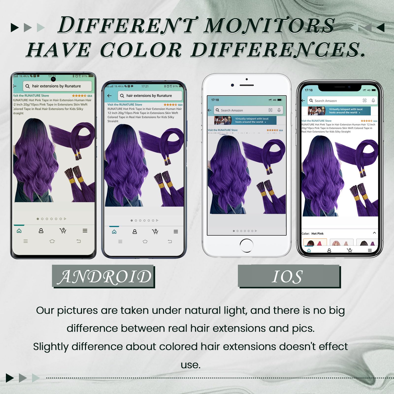 RUNATURE Micro Beads Hair Extensions Real Hair Purple Remy Micro Ring Hair Extensions Invisible Remy Straight Micro Hair 14 Inch 25g/25strands #Purple — view 104