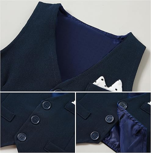 Miniatura 7 de YALLET Traje de ropa para bebé niño de 0 a 18 meses, traje de caballero, camisa de vestir+corbatín+chaleco+pantalones, conjunto de trajes de fiesta