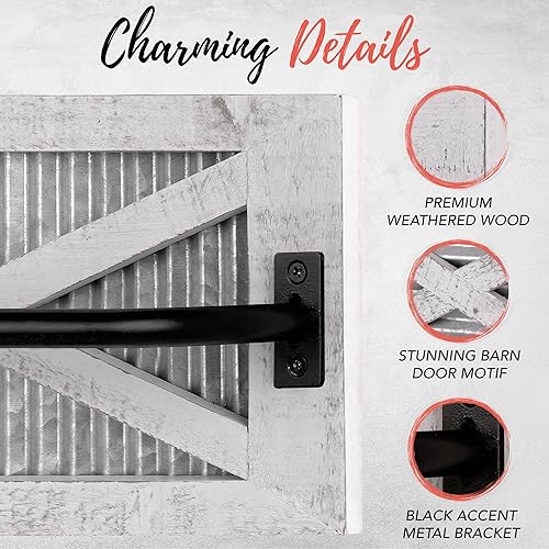 Miniatura 4 de Autumn Alley Toallero rústico de granja, toallero de madera, toallero de granja para baño rústico y decoración de estilo de cocina de granja, 24