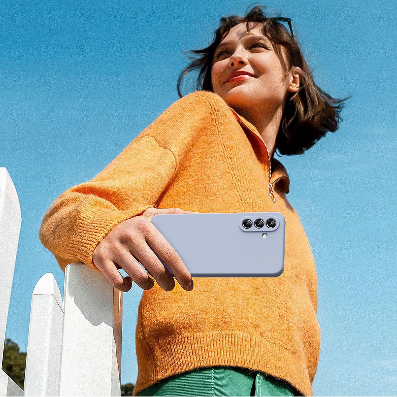 Vansdon Cover Compatibile con Samsung Galaxy A26 5G, Gomma Gel di Silicone Liquida Antiurto Custodia - Grigio Lavanda - Vista 7