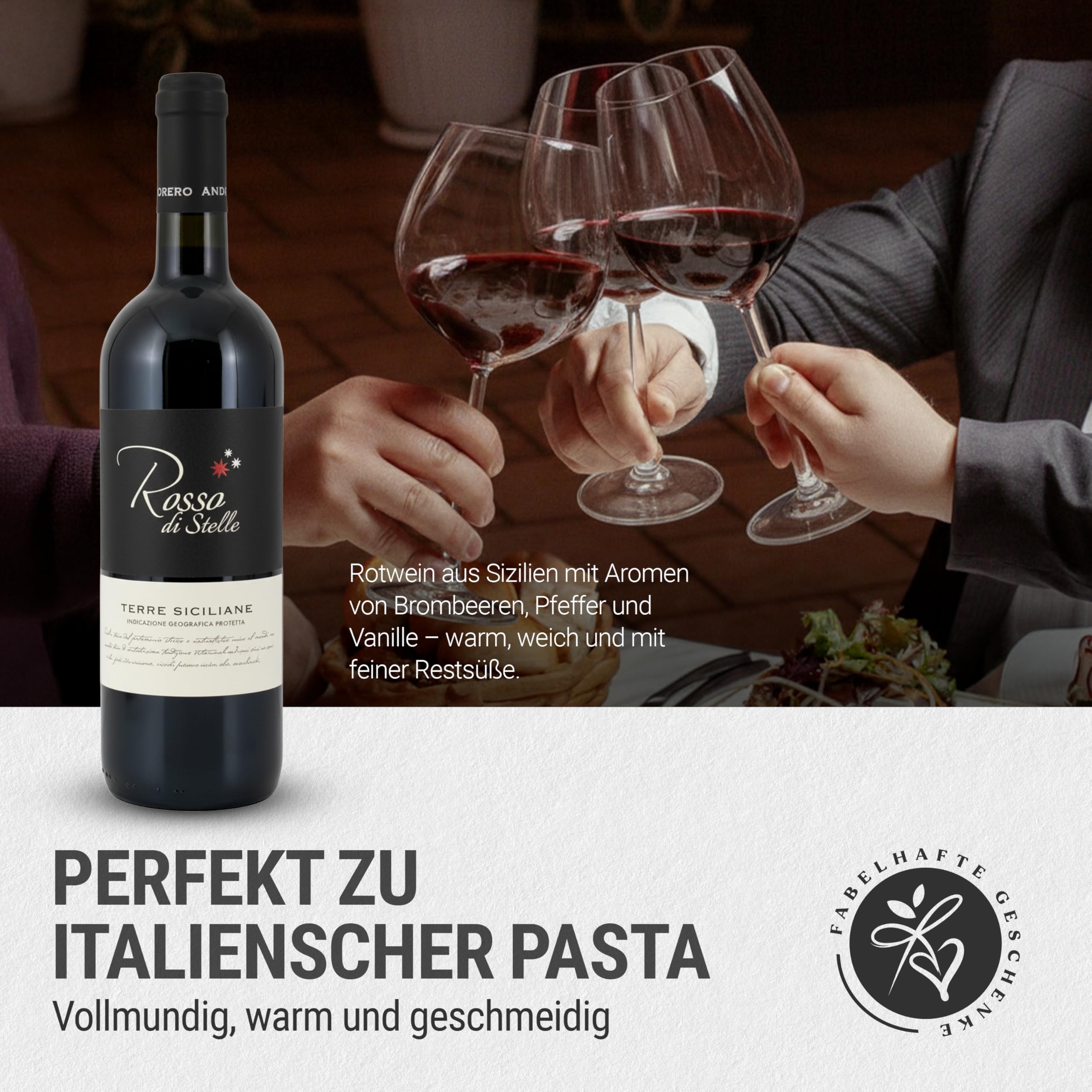 Danke-Präsentkorb Italia gefüllt mit Rotwein & italienischen Delikatessen Geschenkkorb