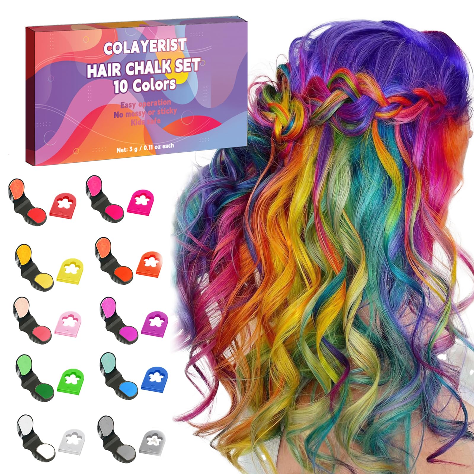 – Hair Chalk for Girls Kids, 10PCS Temporary Hair Dye Colour, Coloured Hair Chalk Wash Out Kids, Teenage Girls Gifts, Christmas Gifts for Kids Gifts for 5-15 Year OldGirls (Pink etc.)