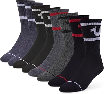 True Religion Mens Crew Socks, 8 Pairs Premium Athletic Mens Socks, 8-12