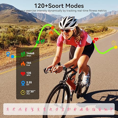 Miniatura 3 de Reloj inteligente, duración de la batería de 14 días, pantalla táctil HD de 1.83 pulgadas, 130 modos deportivos, llamadas y llamadas Bluetooth,