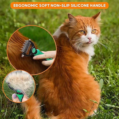 Miniatura 4 de Candure Cepillo de pelo apto para mascotas para el desprendimiento y eliminación eficaz del vello de doble cara peine para perros y gatos, cepillo