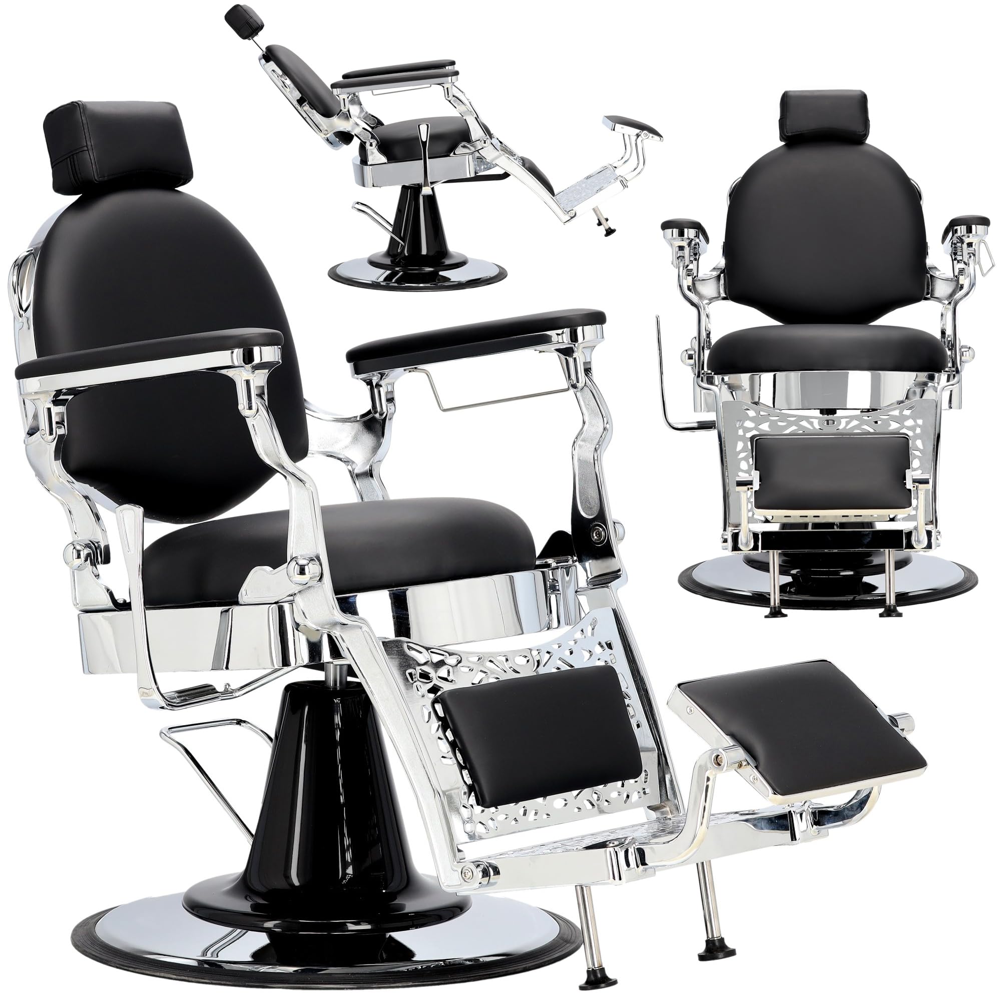 Calissimo Poltrona da barbiere parrucchiere idraulica girevole per il salone barbiere barber shop Logan Barberking