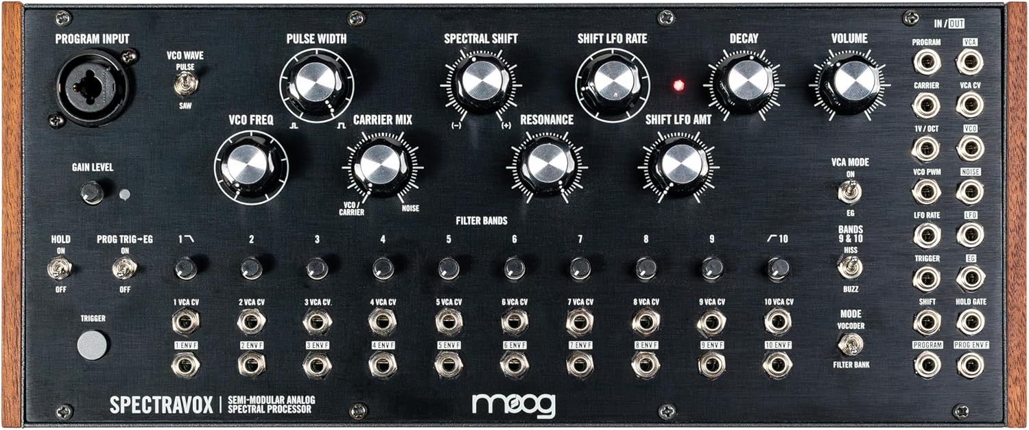MOOG Spectravox Semi-Modular Analog Spectral Processor with CV Filter Bank/Vocoder, Voltage-Controlled Oscillator, Headphone Out and 3.5mm Patch Bay