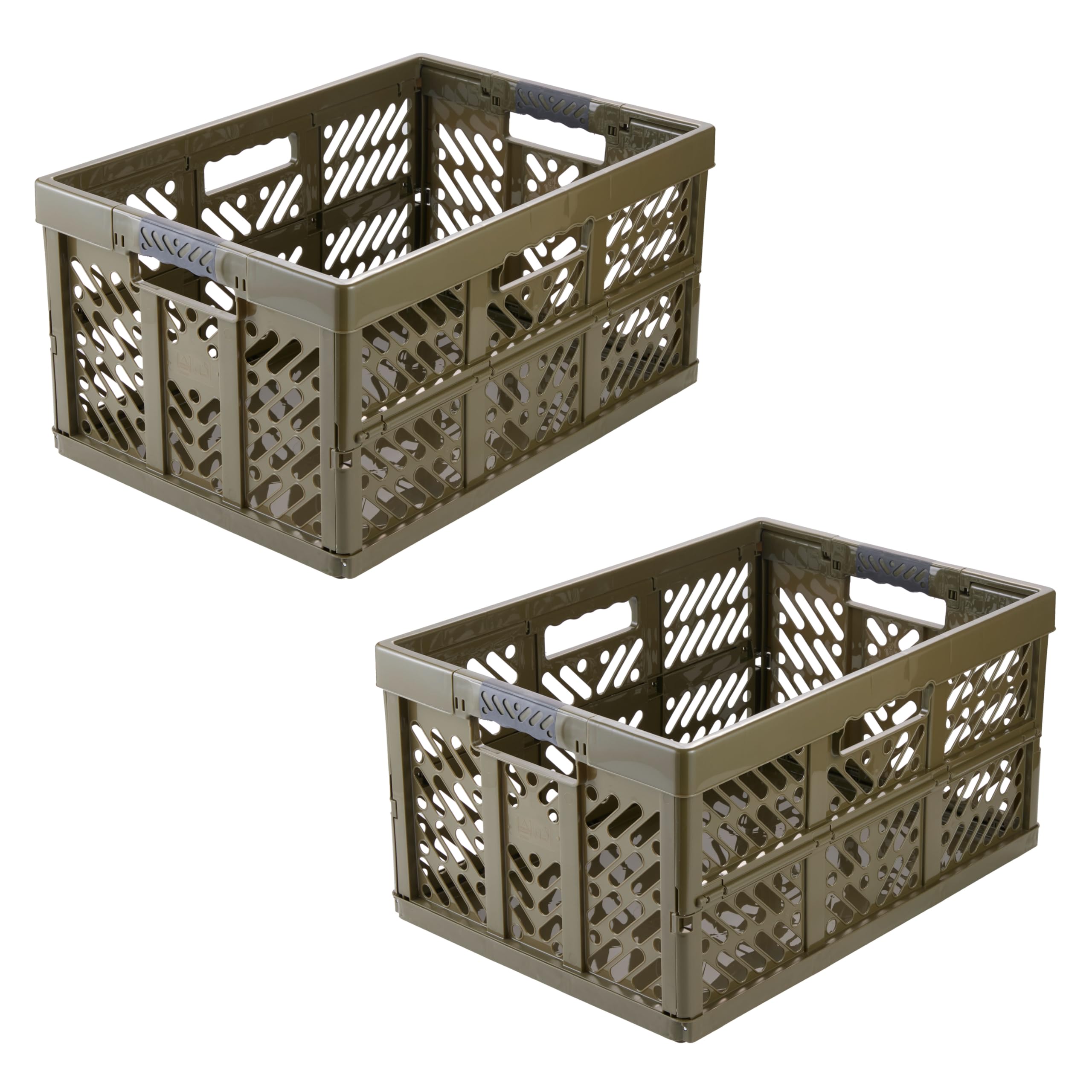 keeeper ben 2x Stabile Profi-Klappbox mit Soft-Touch Griffen, 45 l, Bis 50 kg Tragkraft, Robust und leicht, 54 x 37 x 28 cm, Olivgrün (Olive)