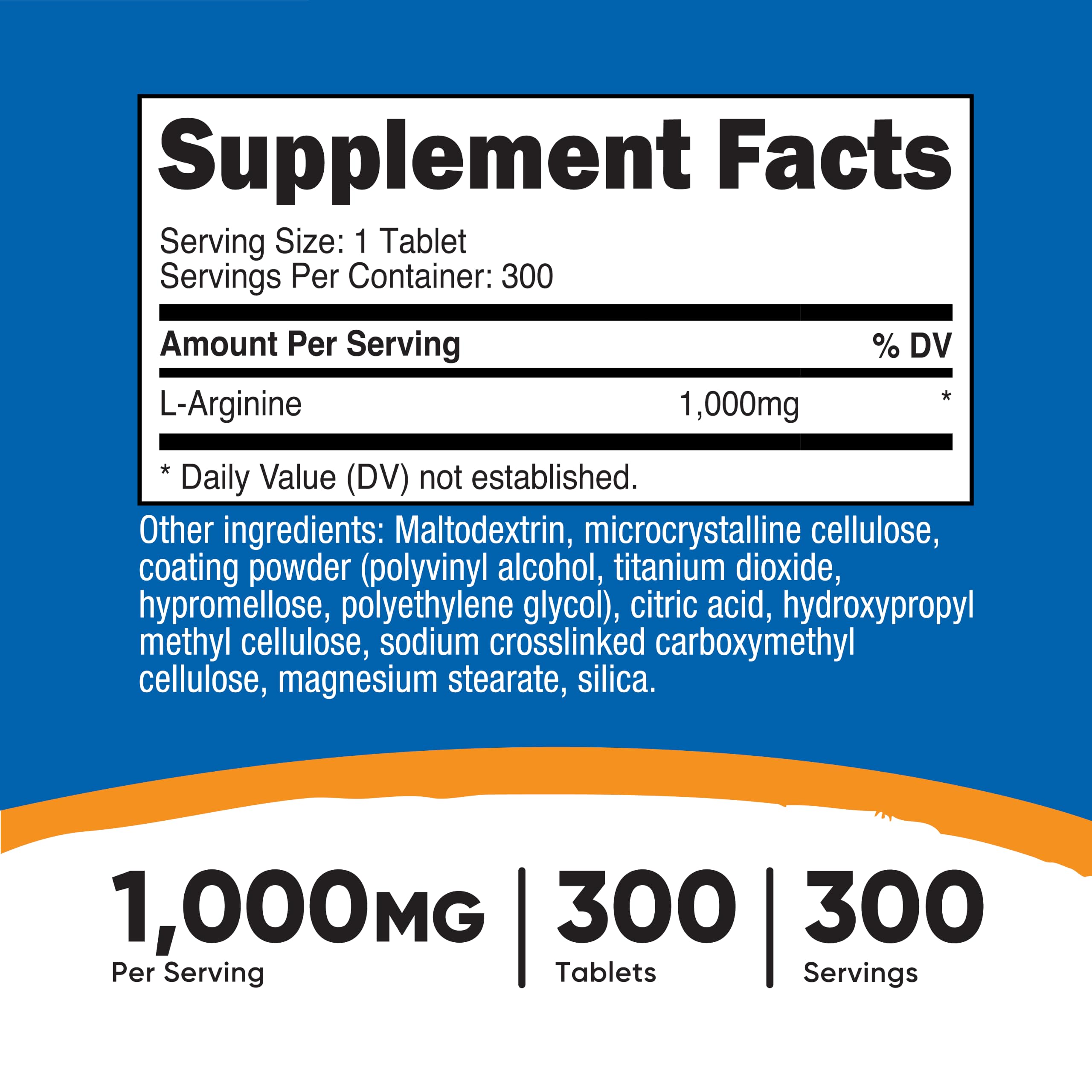 Nutricost L-Arginine 1000mg, Amino Acid Tablets (300 Tablets) — Amazon image 2