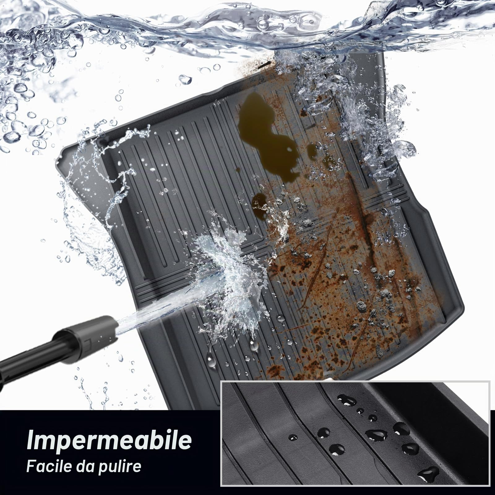 ECOZEN Vasca Baule per Tesla Model 3 2024 2026 3D Specifica In TPE Proteggi Bagagliaio auto, Model 3 Tappetino del bagagliaio, con bordino rialzato, resistente impermeabile per tutte le stagioni