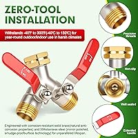 Vista 4 de Hose Splitter 2 Way, High Flow Garden Hose Splitter, 3/4” Ght Inlet Brass Heavy Duty Hose Converter, Full Flow water 2 Way Faucet hose splitter