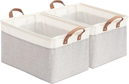 Cestas de almacenamiento con marco de metal, grandes cestas de almacenamiento plegables de tela para organizar estantes, organizador de cestas con