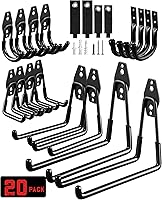 LANDNEOO 20-Pack Heavy Duty Steel Garage Hooks with Anti-Slip Coating - Wall Mount for Ladders, Bikes, Tools & More, Bonus Straps Included
