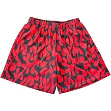 BOOMLEMON Mens Basketball Shorts Casual Workout Athletic Shorts Mesh Flame Graphic Print Running Short Pants