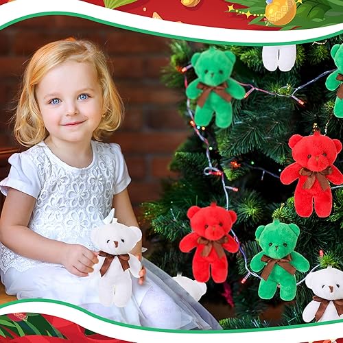 Miniatura 4 de Liliful 24 piezas de animales de peluche de 4.5 pulgadas, muñeca de osos de felpa suave con lazo de cinta, mini osos para niños y niñas, decoración