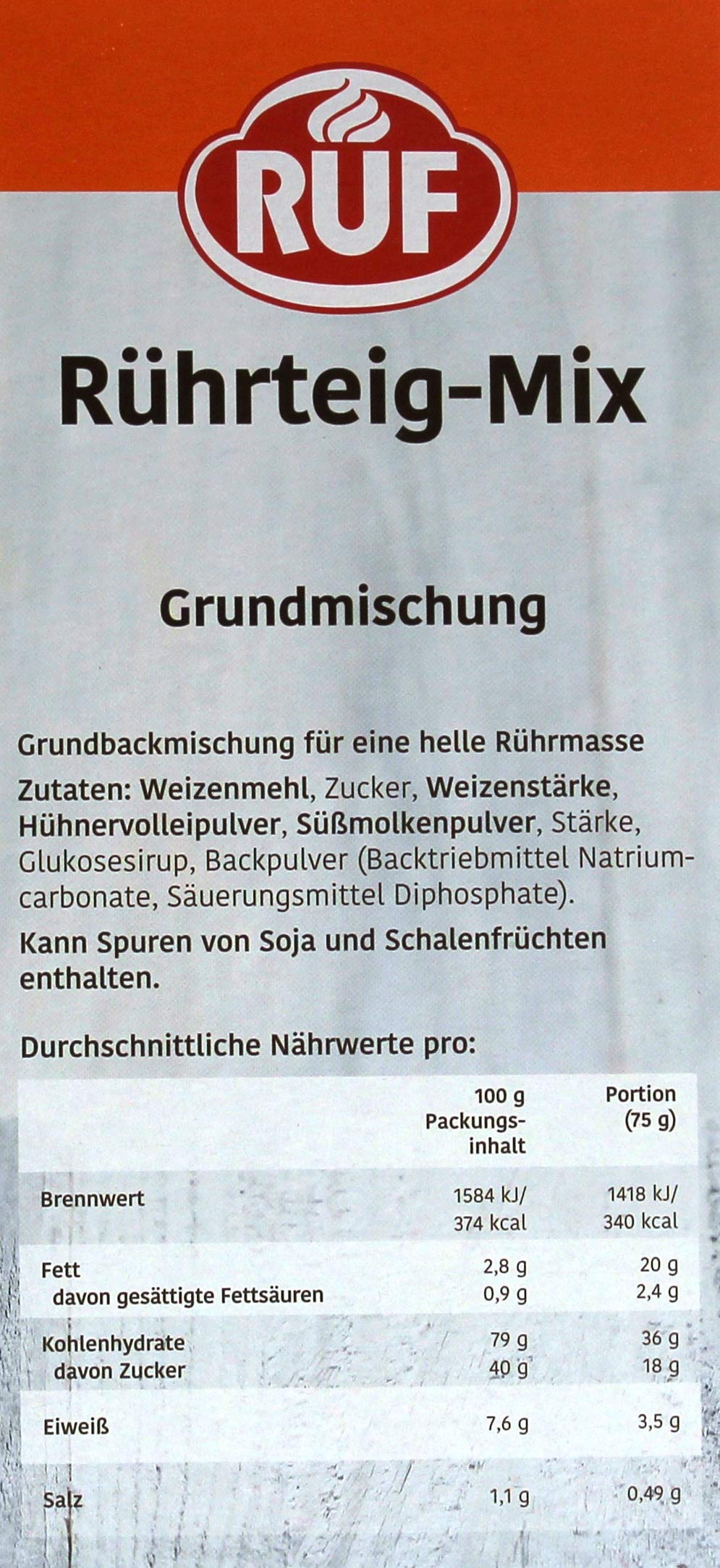RUF Rührteig-Mix Grundmischung, 10er Pack (10 x 1 kg)