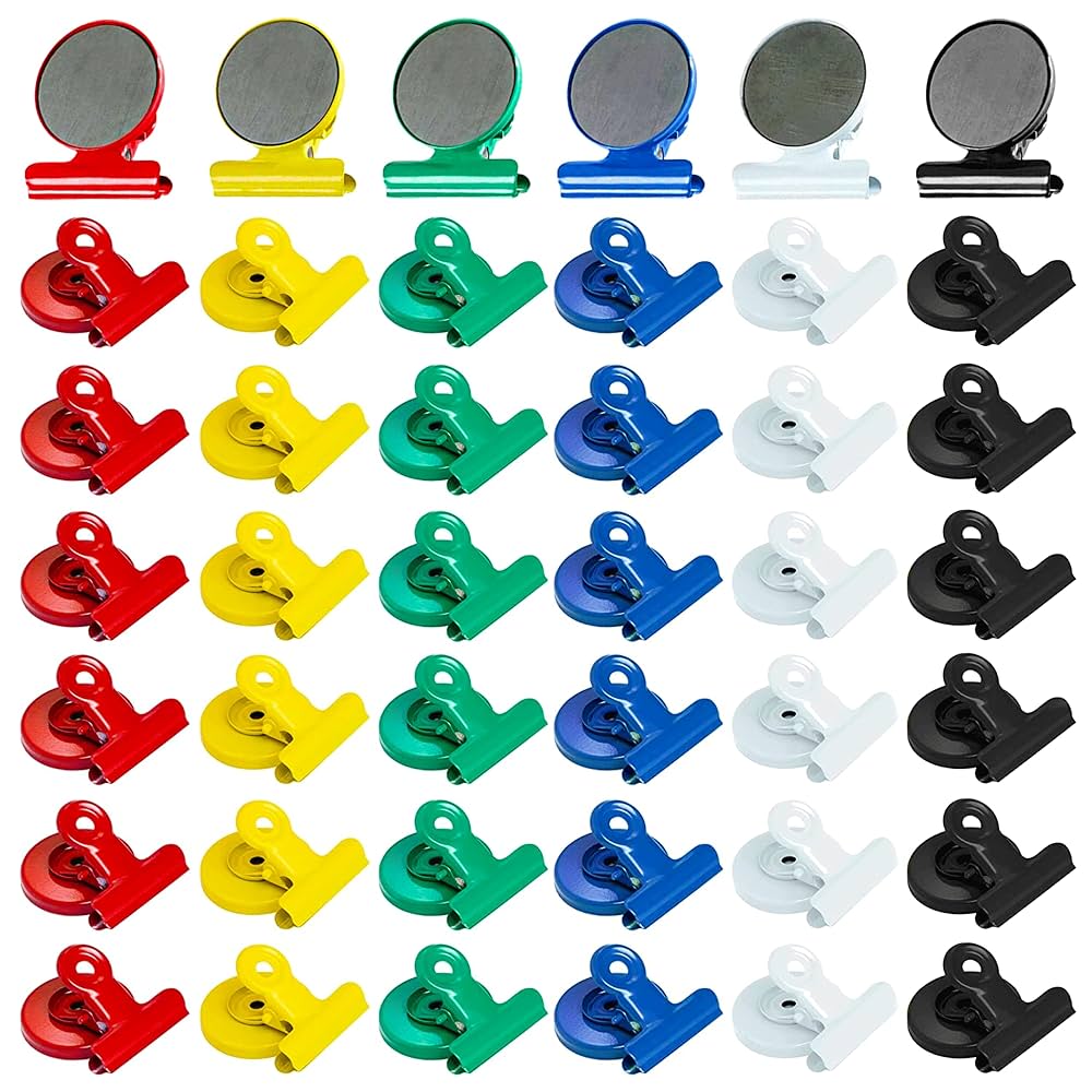24 Pack Magnetic Clips Heavy Duty Fridge Magnets Clips, Whiteboard Magnets Refrigerator Magnets Clips Clips Magnets Fridge Whiteboard Ideal Classroom