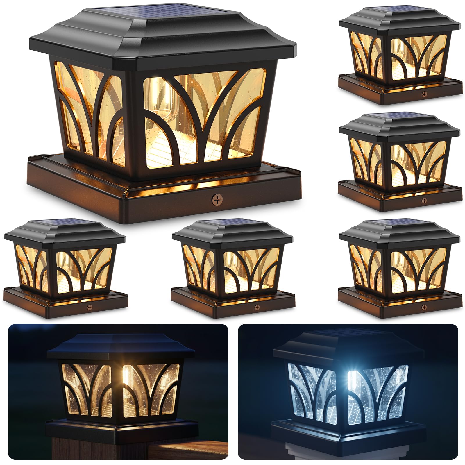 SIEDiNLAR Solar Post Cap Lights 6 Pack