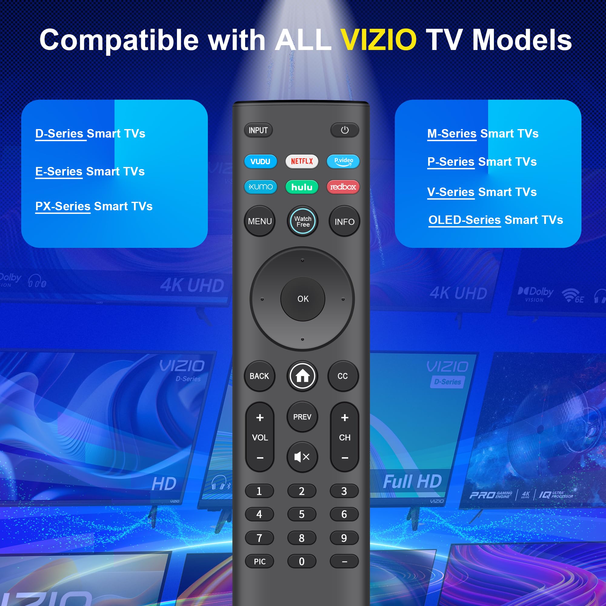 Paquete de 2: repuesto para control remoto VIZIO Smart TV para XRT140 XRT136 XRT260 XRT270 con 6 botones de acceso directo universal para Vizio Smartcast D/E/M/P/PX/V/OLED Series - No necesita