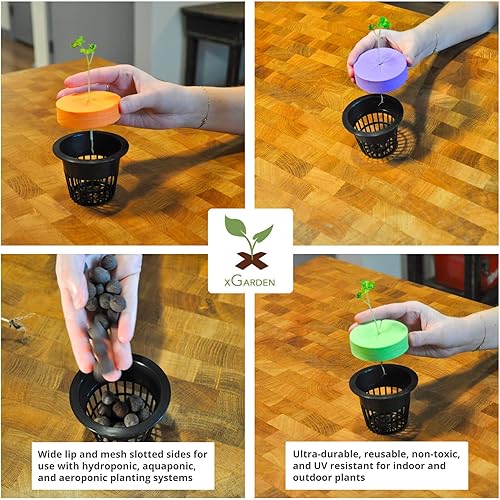Miniatura 4 de xGarden - Macetas de red resistentes - Borde ancho y lados ranurados - para hidroponía y acuapónica - Plástico resistente a los rayos UV y libre de