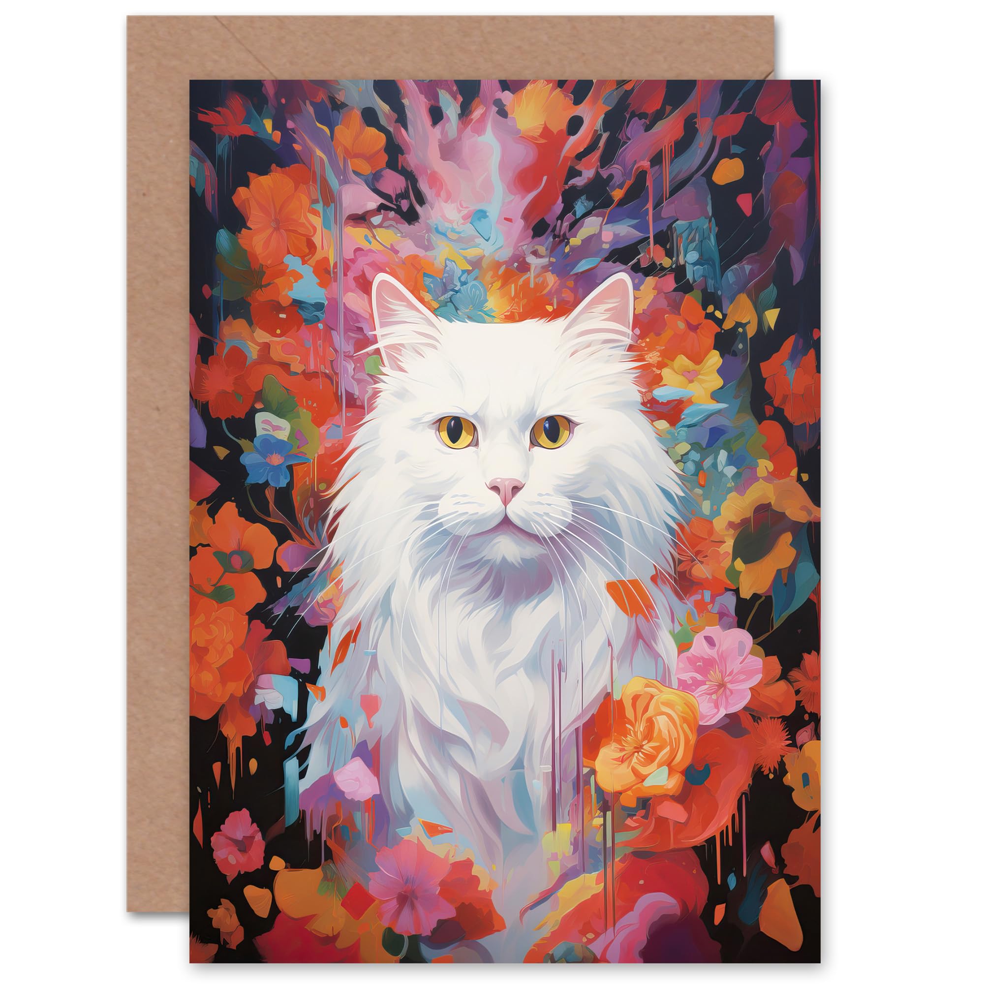 Artery8 - Greeting Card - Cat Lover Gift - Pet Portrait Artwork - White