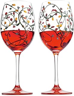 Festive Themed Lights Stemmed Wine Glasses