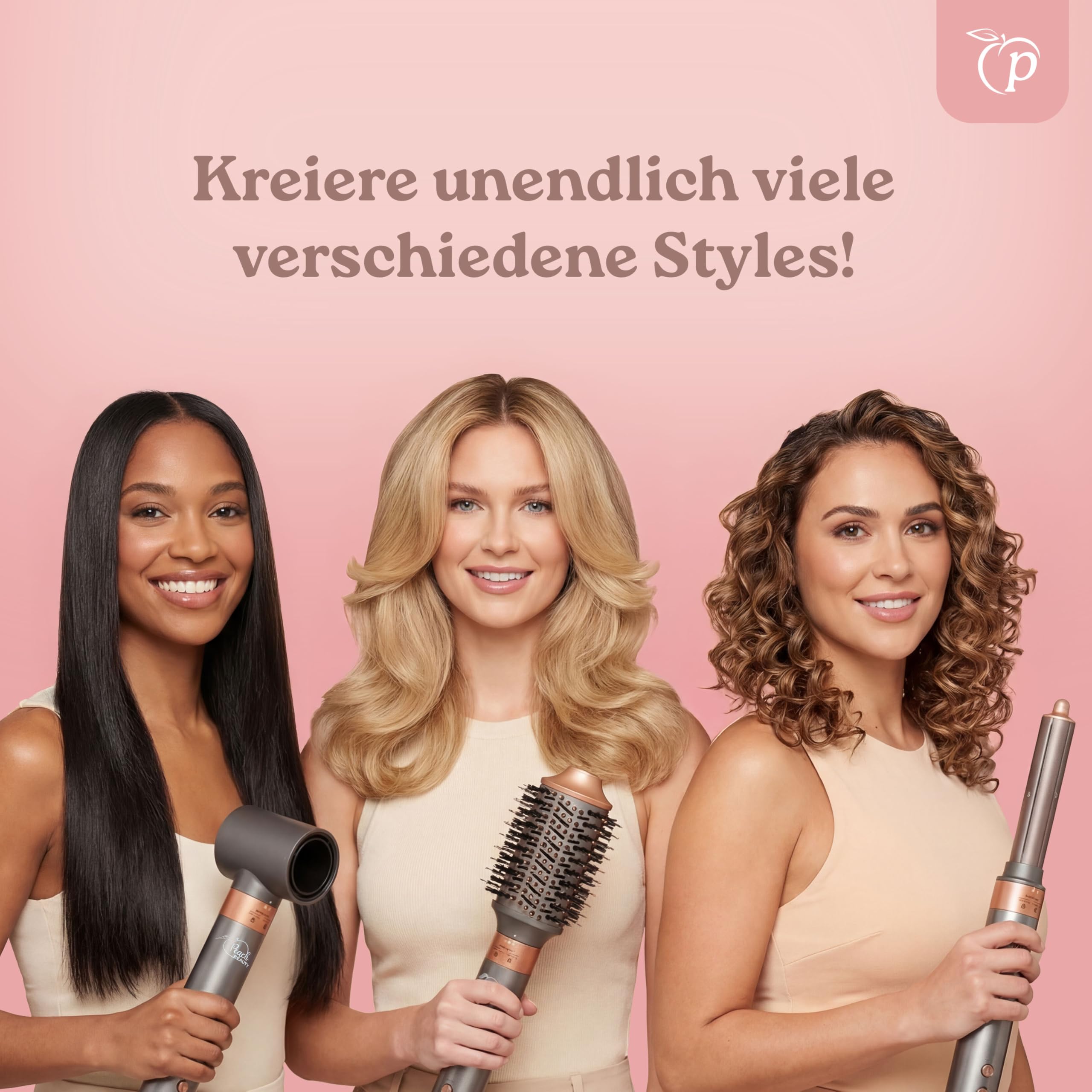 Hairstyler 5-in-1 | Airstyler Set | Heißluftschlauch | Multistyler | Volumen-Bürste | Runde Bürste | Lockenstab | Haartrockner | 110.000 U/min | 1400 W